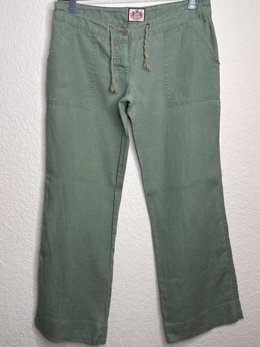 Juicy Couture 100% Linen Wide Leg Pants | Size S | Sage Green | Y2K Vintage